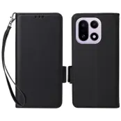 OnePlus 15 5G Plånboksfodral Litchi Texture Läder (Svart)