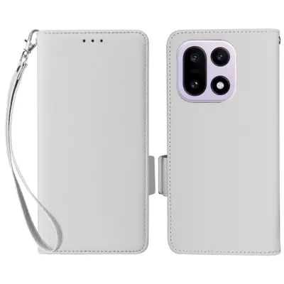 OnePlus 15 5G Plånboksfodral Litchi Texture Läder (Vit)