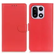 OnePlus 15 5G Plånboksfodral Litchi Texture Konstläder (Röd)