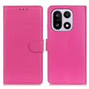 OnePlus 15 5G Plånboksfodral Litchi Texture Konstläder - Rosa (Rosa)