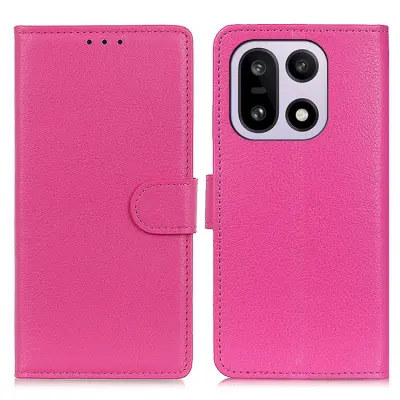 OnePlus 15 5G Plånboksfodral Litchi Texture Konstläder - Rosa (Rosa)
