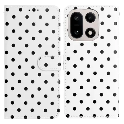 OnePlus 15 5G Plånboksfodral Polka Dot Pattern Konstläder (Vit)