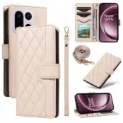 OnePlus 15 5G Plånboksfodral Rhombus Konstläder (Apricot)