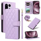 OnePlus 15 5G Plånboksfodral Rhombus Konstläder (Ljuslila)