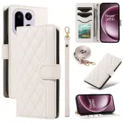 OnePlus 15 5G Plånboksfodral Rhombus Konstläder (Vit)