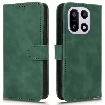 OnePlus 15 5G Plånboksfodral Skin Feel Anti Drop Läder (Grön)