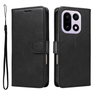 OnePlus 15 5G Plånboksfodral Solid Färg Konstläder (Svart)