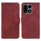 OnePlus 15 5G Plånboksfodral Striped Texture Läder (Röd)