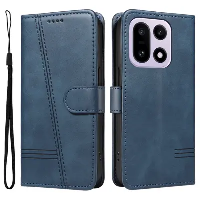 OnePlus 15 5G Plånboksfodral T-Shape Lines Konstläder (Blå)