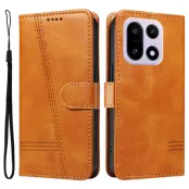 OnePlus 15 5G Plånboksfodral T-Shape Lines Konstläder (Brun)