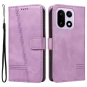 OnePlus 15 5G Plånboksfodral T-Shape Lines Konstläder (Ljuslila)