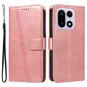 OnePlus 15 5G Plånboksfodral T-Shape Lines Konstläder (Roséguld)