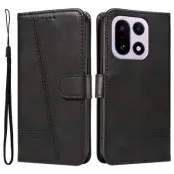 OnePlus 15 5G Plånboksfodral T-Shape Lines Konstläder (Svart)