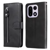 OnePlus 15 5G Plånboksfodral Zipper Pocket Konstläder - Svart