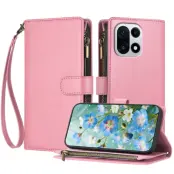 OnePlus 15 5G Konstläder Plånboksfodral Zipper Shockproof (Rosa)