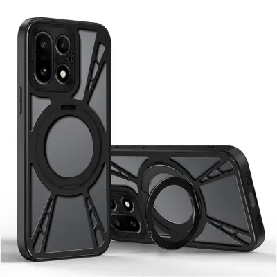 OnePlus 15 Mobilskal MagSafe Silikon Hollow Kickstand (Svart)