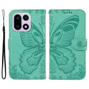 OnePlus 15 Plånboksfodral Butterfly Pattern Konstläder (Grön)