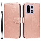 OnePlus 15 Plånboksfodral Butterfly Pattern Konstläder (Roséguld)