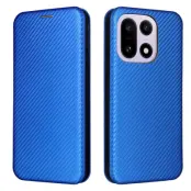 OnePlus 15 Plånboksfodral Carbon Fiber Drop-Proof Läder (Blå)
