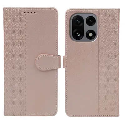 OnePlus 15 Plånboksfodral Clasp Four Leaf Clover Läder (Roséguld)