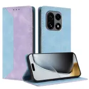 OnePlus 15 Konstläder Plånboksfodral Färg Splicing RFID-Skydd (Blå/Lila)