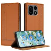 OnePlus 15 Plånboksfodral L-Shaped Grid Pattern Läder (Brun)