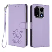 OnePlus 15 Konstläder Plånboksfodral Love Cat Pattern Imprint (Ljuslila)