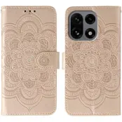 OnePlus 15 Plånboksfodral Mandala Imprint Rhinestone (Roséguld)