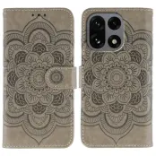 OnePlus 15 Plånboksfodral Mandala Imprinted PU Läder (Grå)