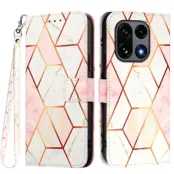 OnePlus 15 Plånboksfodral Marble Pattern Konstläder (Rosa/Vit)