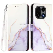 OnePlus 15 Plånboksfodral Marble Pattern Konstläder (Vit/Lila)
