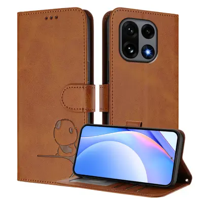 OnePlus 15 Plånboksfodral Panda Imprint RFID Blocking (Brun)