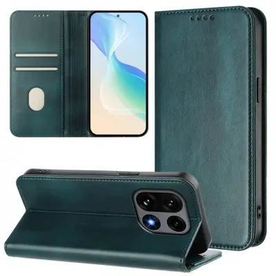 OnePlus 15 Plånboksfodral Retro RFID-Skydd Konstläder (Mörkgrön)