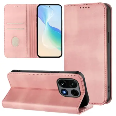 OnePlus 15 Plånboksfodral Retro RFID-Skydd Konstläder (Rosa)