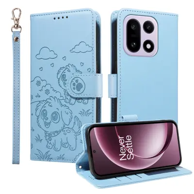 OnePlus 15 Konstläder Plånboksfodral RFID-Skydd Imprinted Dog Pattern