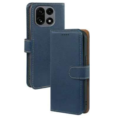 OnePlus 15 Plånboksfodral RFID Blocking Litchi Läder (Blå)