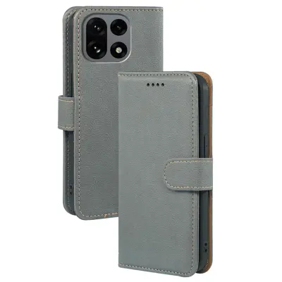 OnePlus 15 Plånboksfodral RFID Blocking Litchi Läder (Grå)