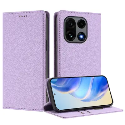 OnePlus 15 Plånboksfodral RFID-Skydd Litchi Konstläder (Ljuslila)