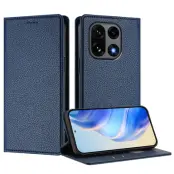 OnePlus 15 Plånboksfodral RFID-Skydd Litchi Konstläder (Mörkblå)