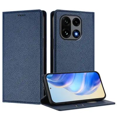 OnePlus 15 Plånboksfodral RFID-Skydd Litchi Konstläder (Mörkblå)