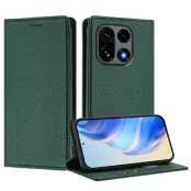 OnePlus 15 Plånboksfodral RFID-Skydd Litchi Konstläder (Mörkgrön)