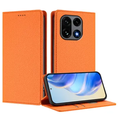 OnePlus 15 Plånboksfodral RFID-Skydd Litchi Konstläder (Orange)