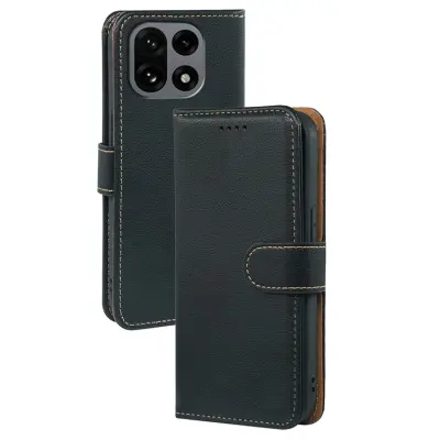 OnePlus 15 Plånboksfodral RFID Blocking Litchi Läder (Svart)