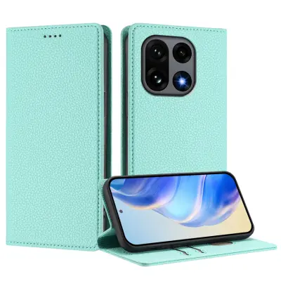 OnePlus 15 Plånboksfodral RFID-Skydd Litchi Konstläder (Mintgrön)