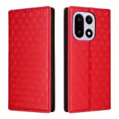 OnePlus 15 Plånboksfodral Rhombus Imprinted PU Läder (Röd)