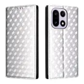 OnePlus 15 Plånboksfodral Rhombus Imprinted PU Läder (Silver)
