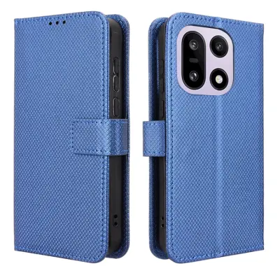 OnePlus 15 Plånboksfodral Strap Diamond Texture Läder (Blå)