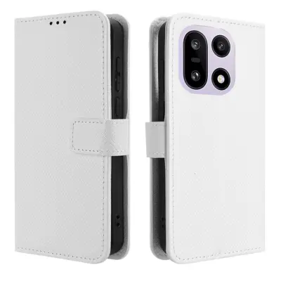 OnePlus 15 Plånboksfodral Strap Diamond Texture Läder (Vit)