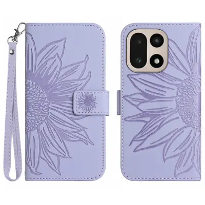 OnePlus 15 Plånboksfodral Sunflower Imprint Konstläder (Ljuslila)