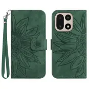 OnePlus 15 Plånboksfodral Sunflower Imprint Konstläder (Mörkgrön)